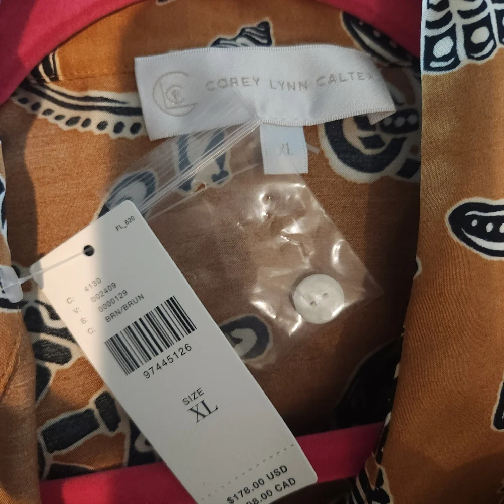 Brown Patterned Button-Up Shirt Dress - Picture 7 of 8